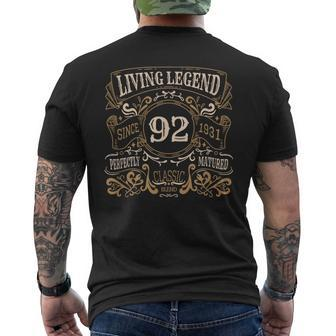 Living Legend 1931 92Nd Birthday Men's T-shirt Back Print - Monsterry