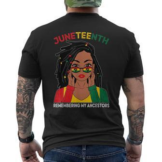 Locd Hair Black Woman Remebering My Ancestors Junenth Mens Back Print T-shirt - Thegiftio UK