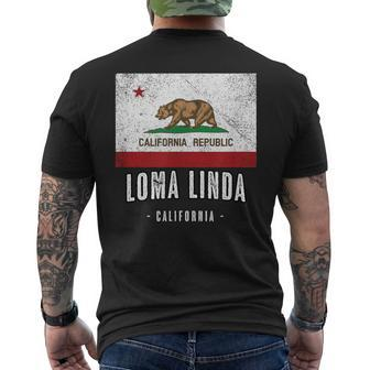 Loma Linda California Cali City Souvenir Ca Flag Top Men's T-shirt Back Print | Mazezy