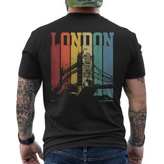 London City Tower Bridge England United Kingdom Vintage Mens Back Print T-shirt | Mazezy