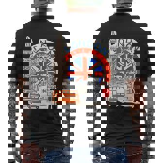London England Tower Bridge Big Ben Eye Bus Union Jack Flag Mens Back Print T-shirt - Thegiftio