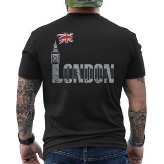 London Flag Vintage Men's T-shirt Back Print | Mazezy