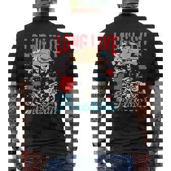 Long Live Freedom 4Th Of July Skeleton Freedom Funny Gifts Mens Back Print T-shirt | Mazezy