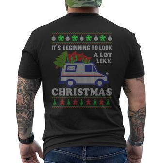 Look A Lot Like Christmas Ugly Sweater Xmas Postal Worker Men's T-shirt Back Print | Mazezy
