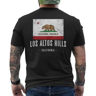 Los Altos Hills California Cali City Souvenir Ca Flag Men's T-shirt Back Print | Mazezy