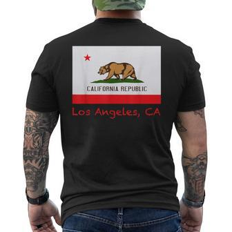 Los Angeles California Usa Flag Souvenir Men's T-shirt Back Print | Mazezy