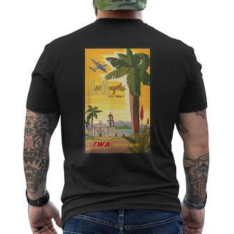 Los Angeles Fly Twa Retro Vintage Poster Men's T-shirt Back Print | Mazezy