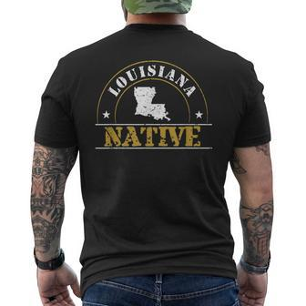 Louisiana Native State Pride Distressed Design Mens Back Print T-shirt | Mazezy