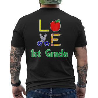 Love 1St Grade Gift Back To Elementary School Funny Mens Back Print T-shirt | Mazezy