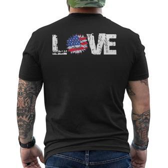 Love American Flag Sunflower 4Th Of July Patriotic Usa Day Mens Back Print T-shirt | Mazezy