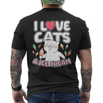 I Love Cats & Ice Cream Cute Kitty Feline Dessert Lover Men's T-shirt Back Print | Mazezy
