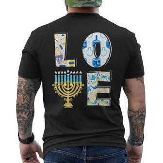 Love Cute Hanukkah Chanukah Menorah Pajama Matching Family Men's T-shirt Back Print - Seseable