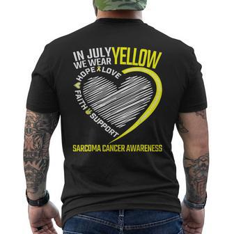 Love Hope Faith July We Wear Yellow Sarcoma Cancer Awareness  Mens Back Print T-shirt