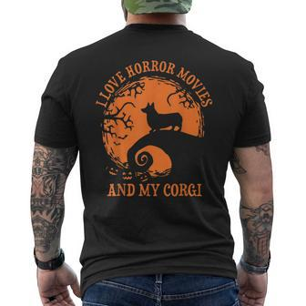 I Love Horror Movie And My Corgi Halloween Corgi Halloween Men's T-shirt Back Print | Mazezy