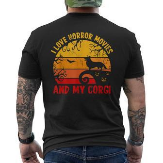 I Love Horror Movies And My Corgi Dog Lover Scary Horror Scary Men's T-shirt Back Print | Mazezy