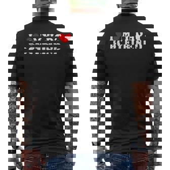 I Love My Hot Boyfriend I Heart My Hot Boyfriend Men's Back Print T-shirt | Mazezy