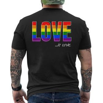 Love Is Love Lgbt Gay Lesbian Pride Colors Lgbtq Ally Mens Back Print T-shirt | Mazezy CA