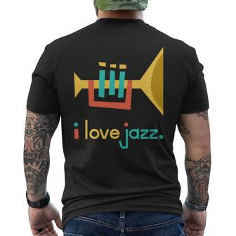 I Love Jazz Vintage Jazz Trumpet Trumpeter Men's T-shirt Back Print | Mazezy