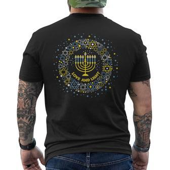 Love And Light Hanukkah Jew Menorah Jewish Chanukah Men's T-shirt Back Print | Mazezy