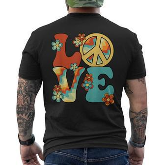 Love Peace Sign 60S 70S Costume Party Outfit Groovy Hippie Mens Back Print T-shirt - Thegiftio UK