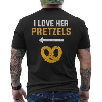 I Love Her Pretzels Matching Couple Oktoberfest Men's T-shirt Back Print
