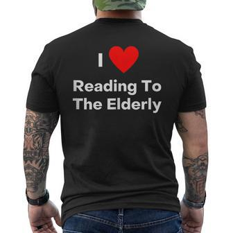 I Love Reading To The Elderly With A Red Heart Men's T-shirt Back Print | Mazezy