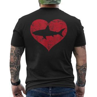I Love Sharks Cute Shark Heart Valentines Day Men's T-shirt Back Print | Mazezy
