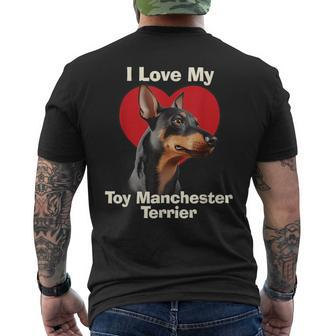 I Love My Toy Manchester Terrier Puppy Dog Men's T-shirt Back Print | Mazezy
