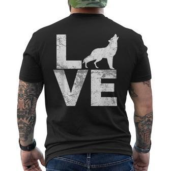 I Love Wolves Vintage Look Lone Wolf Distressed Men's T-shirt Back Print | Mazezy