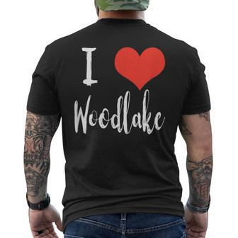 I Love Woodlake T Men's T-shirt Back Print | Mazezy