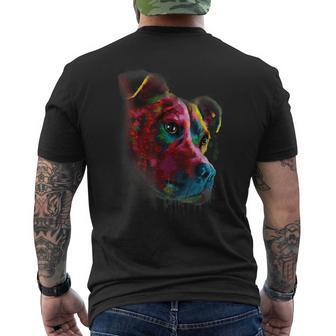 Lovely Pitbull Looking Into Your Eyes Colorful Splash Mens Back Print T-shirt - Seseable