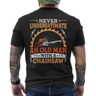 Lumberjack Never Underestimate An Old Man With A Chainsaw Men's T-shirt Back Print - Monsterry AU