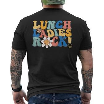 Lunch Ladies Rock Retro Lunch Ladies Squad Cafeteria Crew Men's T-shirt Back Print - Seseable