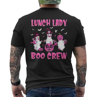 Lunch Lady Boo Crew Pumpkin Breast Cancer Halloween Men's T-shirt Back Print - Monsterry UK