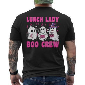 Lunch Lady Boo Crew Pumpkin Halloween Breast Cancer Month Men's T-shirt Back Print | Mazezy