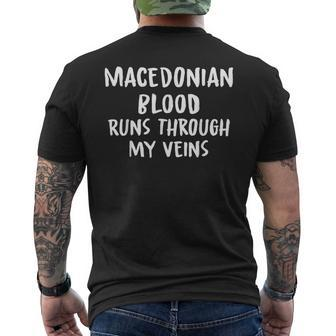 Macedonian Blood Runs Through My Veins Novelty Word Men's T-shirt Back Print - Seseable