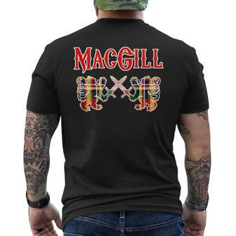 Macgill Scottish Clan Lion Family Name Tartan Kilt Gifts For Lion Lovers Funny Gifts Mens Back Print T-shirt | Mazezy