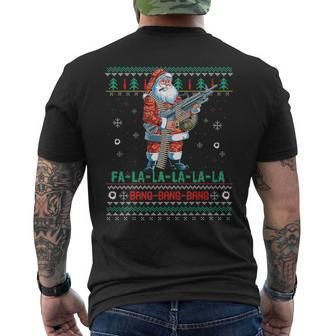 Machine Santa Claus Gun Lover Ugly Christmas Sweater Men's T-shirt Back Print | Mazezy