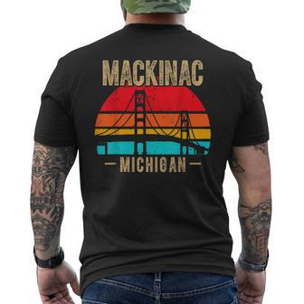 Mackinac Bridge Mackinaw Retro Vintage Michigan Souvenir Men's T-shirt Back Print - Thegiftio UK