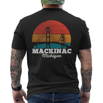 Mackinac Bridge Souvenir Mackinaw Island Retro Michigan Mens Back Print T-shirt - Seseable