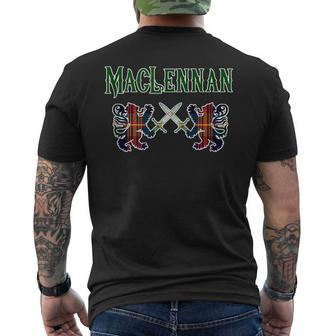 Maclennan Scottish Clan Lion Family Name Tartan Kilt Gifts For Lion Lovers Funny Gifts Mens Back Print T-shirt | Mazezy