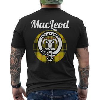 Macleod Clan Scottish Name Coat Of Arms Tartan Mens Back Print T-shirt | Mazezy