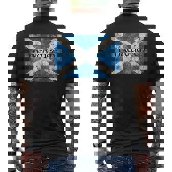 Macqueen Scottish Clan Name Scotland Flag Mens Back Print T-shirt | Mazezy