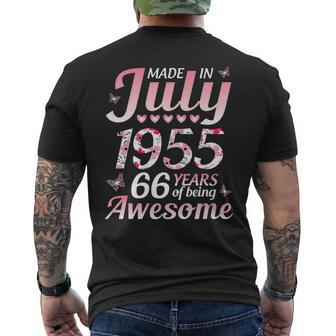 Made In July 1955 Happy Birthday 66 Years Of Being Awesome Mens Back Print T-shirt | Mazezy