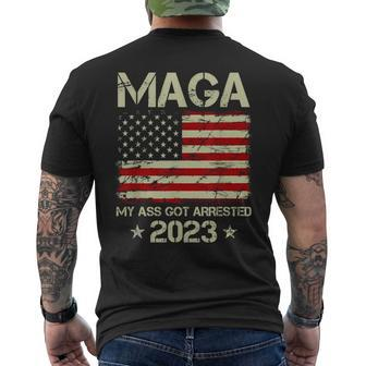 Maga My Ass Got Arrested 2023 Anti-Trump American Flag Men's T-shirt Back Print | Mazezy