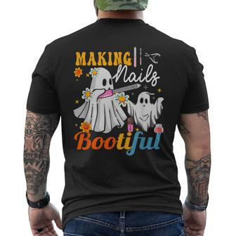 Making Nails Bootiful Halloween For Nail Technicians Artists Men's T-shirt Back Print - Seseable