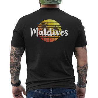 Maldives Sunset Vintage Souvenir Men's T-shirt Back Print | Mazezy