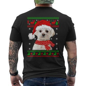 Maltese Dog Ugly Sweater Christmas Puppy Dog Lover Men's T-shirt Back Print | Mazezy