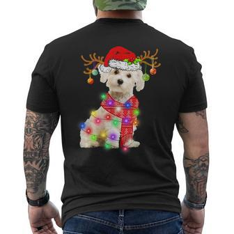 Maltese Santa Hat Xmas Lights Dog Lover Men's Back Print T-shirt | Mazezy