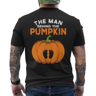 The Man Behind The Pumpkin Dad Halloween Pregnancy Reveal Men's T-shirt Back Print - Thegiftio UK